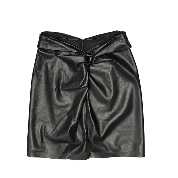 NANUSHKA Milo Sarong Vegan Leather Mini Skirt Black S M NWT